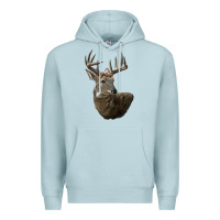 Blue Mist white tailed buck deer head Premium Hoodie - LillyAllenDesigns