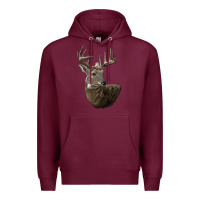 Burgundy white tailed buck deer head Premium Hoodie - LillyAllenDesigns