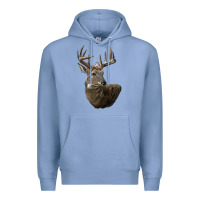 Colony Blue white tailed buck deer head Premium Hoodie - LillyAllenDesigns