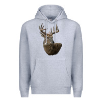 Heather Grey white tailed buck deer head Premium Hoodie - LillyAllenDesigns