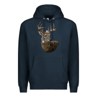 Navy white tailed buck deer head Premium Hoodie - LillyAllenDesigns
