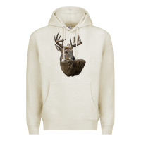 Oatmeal Heather white tailed buck deer head Premium Hoodie - LillyAllenDesigns