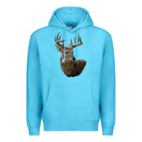 Ocean Blue white tailed buck deer head Premium Hoodie - LillyAllenDesigns