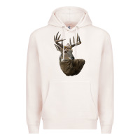 Pale Pink white tailed buck deer head Premium Hoodie - LillyAllenDesigns