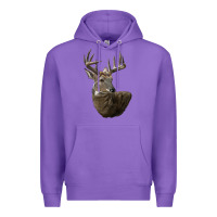 Purple white tailed buck deer head Premium Hoodie - LillyAllenDesigns