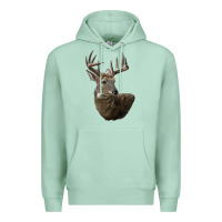 Seafoam white tailed buck deer head Premium Hoodie - LillyAllenDesigns