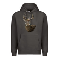 Smoke white tailed buck deer head Premium Hoodie - LillyAllenDesigns
