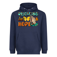 Navy rejoicing in hope Heavyweight Hoodie - NancyCooperArtShop