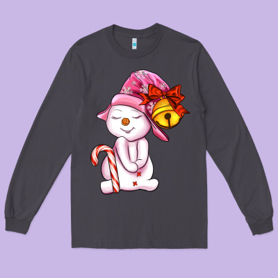 Winter Pink Snowman Long Sleeve Tee Designed By Adodesignshop