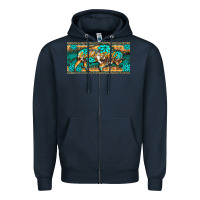 Navy western  bison wild soul turquoise's gemstones  license plate template Zipper Hoodie - BarkalooDesign