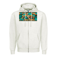 Oatmeal Heather western  bison wild soul turquoise's gemstones  license plate template Zipper Hoodie - BarkalooDesign