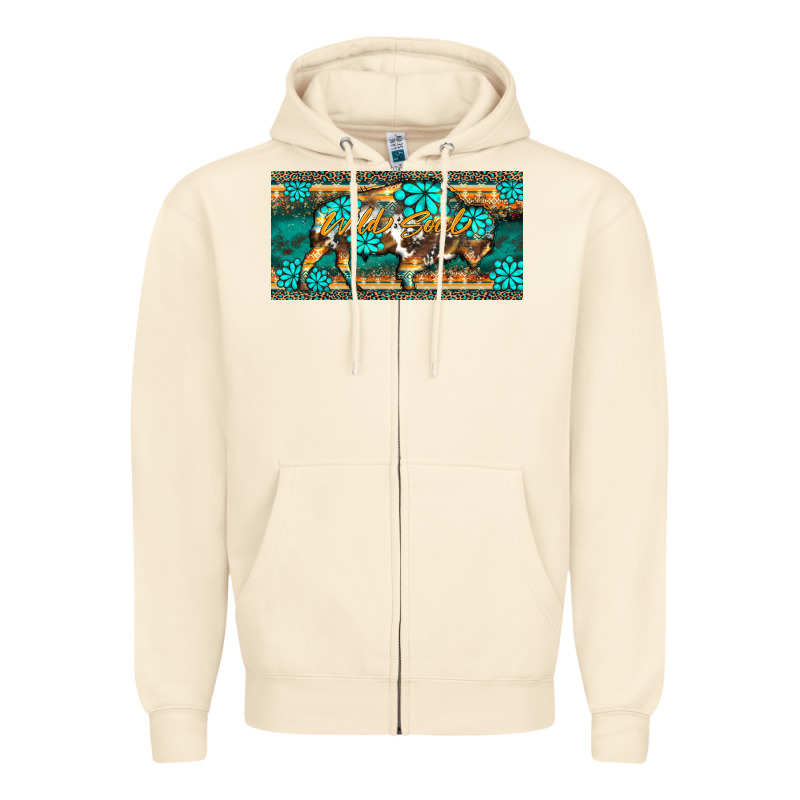 Western  Bison Wild Soul Turquoise's Gemstones  License Plate Template Zipper Hoodie by BarkalooDesign | Teevron