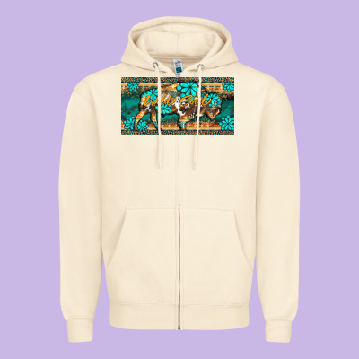 Western  Bison Wild Soul Turquoise's Gemstones  License Plate Template Zipper Hoodie Designed By Barkaloodesign