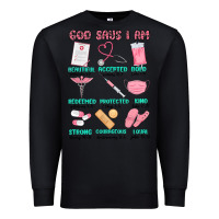 Black god says i am nurse Premium Sweatshirt - MaliasSmallBusiness