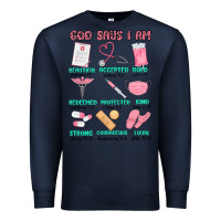 Navy god says i am nurse Premium Sweatshirt - MaliasSmallBusiness
