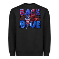 Black Back the blue with lightning bolt 4th of july Heavyweight Sweatshirt - CowGirlArtShop