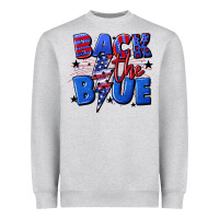 Heather Grey Back the blue with lightning bolt 4th of july Heavyweight Sweatshirt - CowGirlArtShop