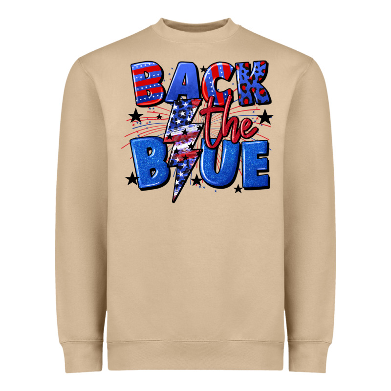 Back The Blue With Lightning Bolt 4th Of July Heavyweight Sweatshirt by CowGirlArtShop | Teevron