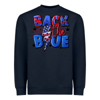 Navy Back the blue with lightning bolt 4th of july Heavyweight Sweatshirt - CowGirlArtShop
