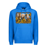 True Royal simmental bull and heifer with sunflowers Premium Hoodie - LillyAllenDesigns