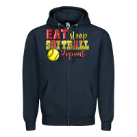 Navy Eat Sleep Softball Repeat Zipper Hoodie - LillyAllenDesigns