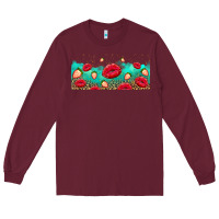 Burgundy lips and strawberries Long Sleeve Tee - AdoDesignShop