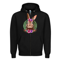 Black western leopard and flowers easter bunny Zipper Hoodie - Jasminsmagicworld
