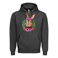 Charcoal Heather western leopard and flowers easter bunny Zipper Hoodie - Jasminsmagicworld
