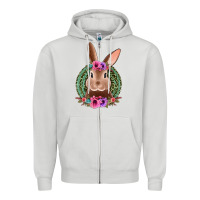 Dove Grey western leopard and flowers easter bunny Zipper Hoodie - Jasminsmagicworld
