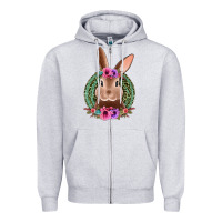 Heather Grey western leopard and flowers easter bunny Zipper Hoodie - Jasminsmagicworld