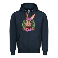 Navy western leopard and flowers easter bunny Zipper Hoodie - Jasminsmagicworld