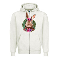 Western Leopard And Flowers Easter Bunny Zipper Hoodie | Teevron