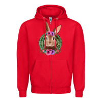 Red western leopard and flowers easter bunny Zipper Hoodie - Jasminsmagicworld