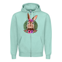 Seafoam western leopard and flowers easter bunny Zipper Hoodie - Jasminsmagicworld