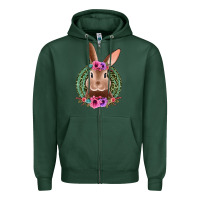 Sports Green western leopard and flowers easter bunny Zipper Hoodie - Jasminsmagicworld