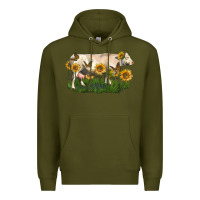 Army Green charolais cow with sunflower Premium Hoodie - LillyAllenDesigns