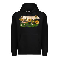 Black charolais cow with sunflower Premium Hoodie - LillyAllenDesigns