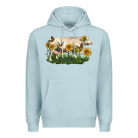 Blue Mist charolais cow with sunflower Premium Hoodie - LillyAllenDesigns