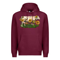 Burgundy charolais cow with sunflower Premium Hoodie - LillyAllenDesigns