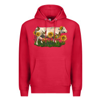 Cardinal charolais cow with sunflower Premium Hoodie - LillyAllenDesigns