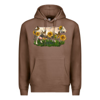 Chestnut charolais cow with sunflower Premium Hoodie - LillyAllenDesigns