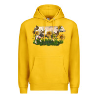 Lemon charolais cow with sunflower Premium Hoodie - LillyAllenDesigns