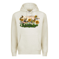 Oatmeal Heather charolais cow with sunflower Premium Hoodie - LillyAllenDesigns