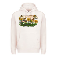 Pale Pink charolais cow with sunflower Premium Hoodie - LillyAllenDesigns