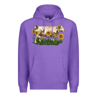 Purple charolais cow with sunflower Premium Hoodie - LillyAllenDesigns
