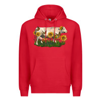 Red charolais cow with sunflower Premium Hoodie - LillyAllenDesigns