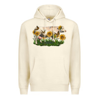 Sandshell charolais cow with sunflower Premium Hoodie - LillyAllenDesigns
