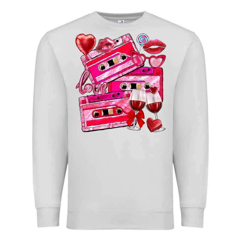 Valentines Day Cassette Premium Sweatshirt by NancyCooperArtShop | Teevron