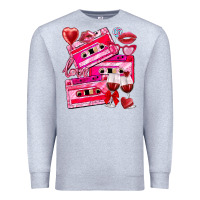 Heather Grey valentines day cassette Premium Sweatshirt - NancyCooperArtShop