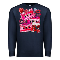 Navy valentines day cassette Premium Sweatshirt - NancyCooperArtShop